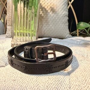 Dockers Black Floral Stitch Leather Belt